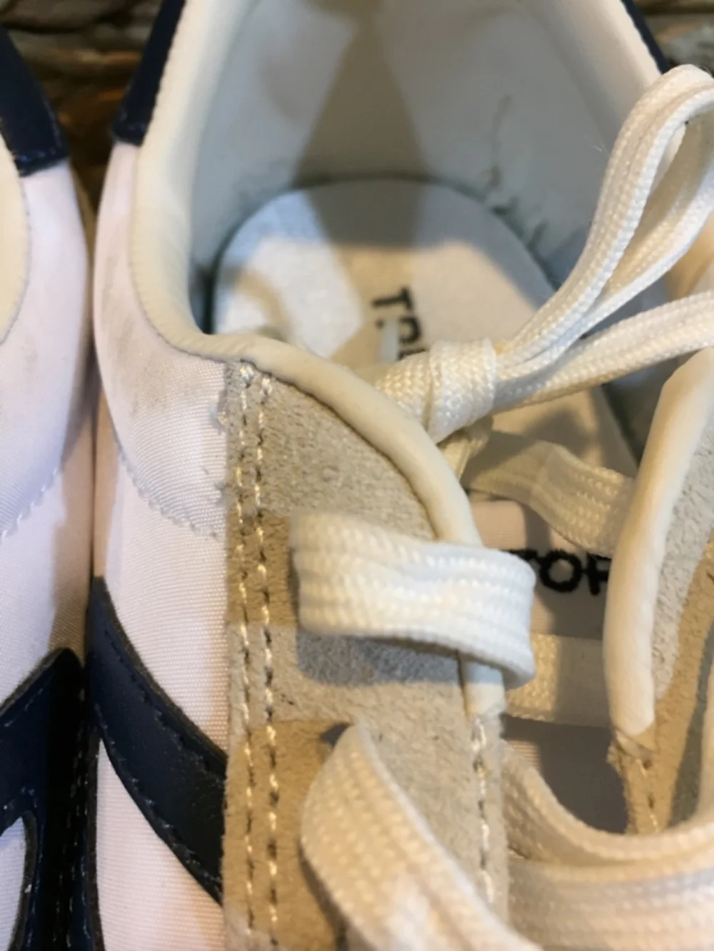 Classic Tretorn Women's Beige & White Sneakers with Navy Accent